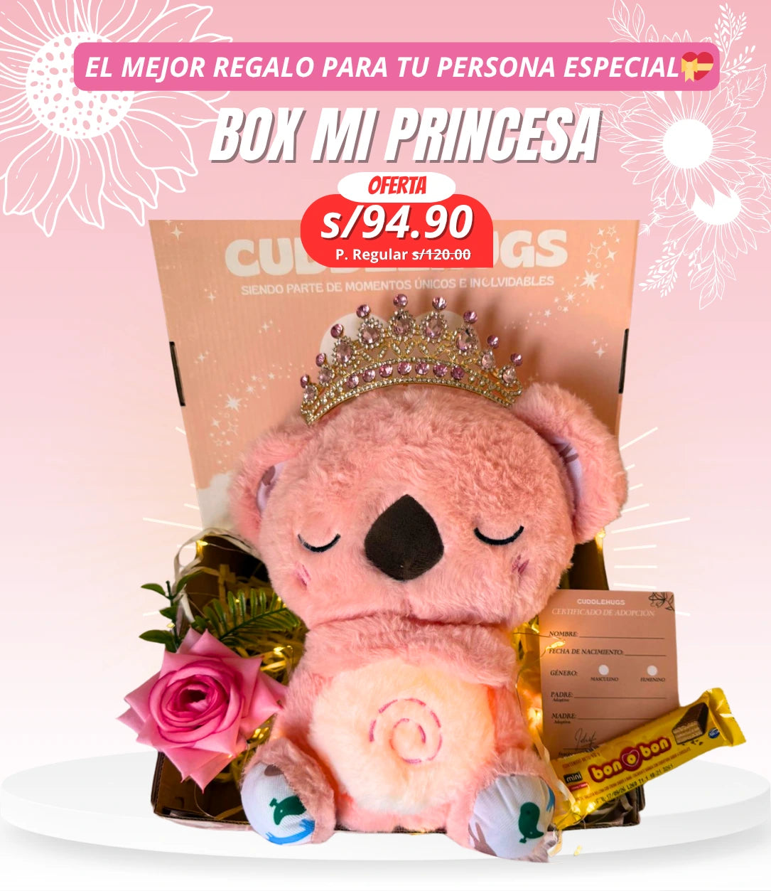 BOX MI PRINCESA KOALA ROSA CON CORONA