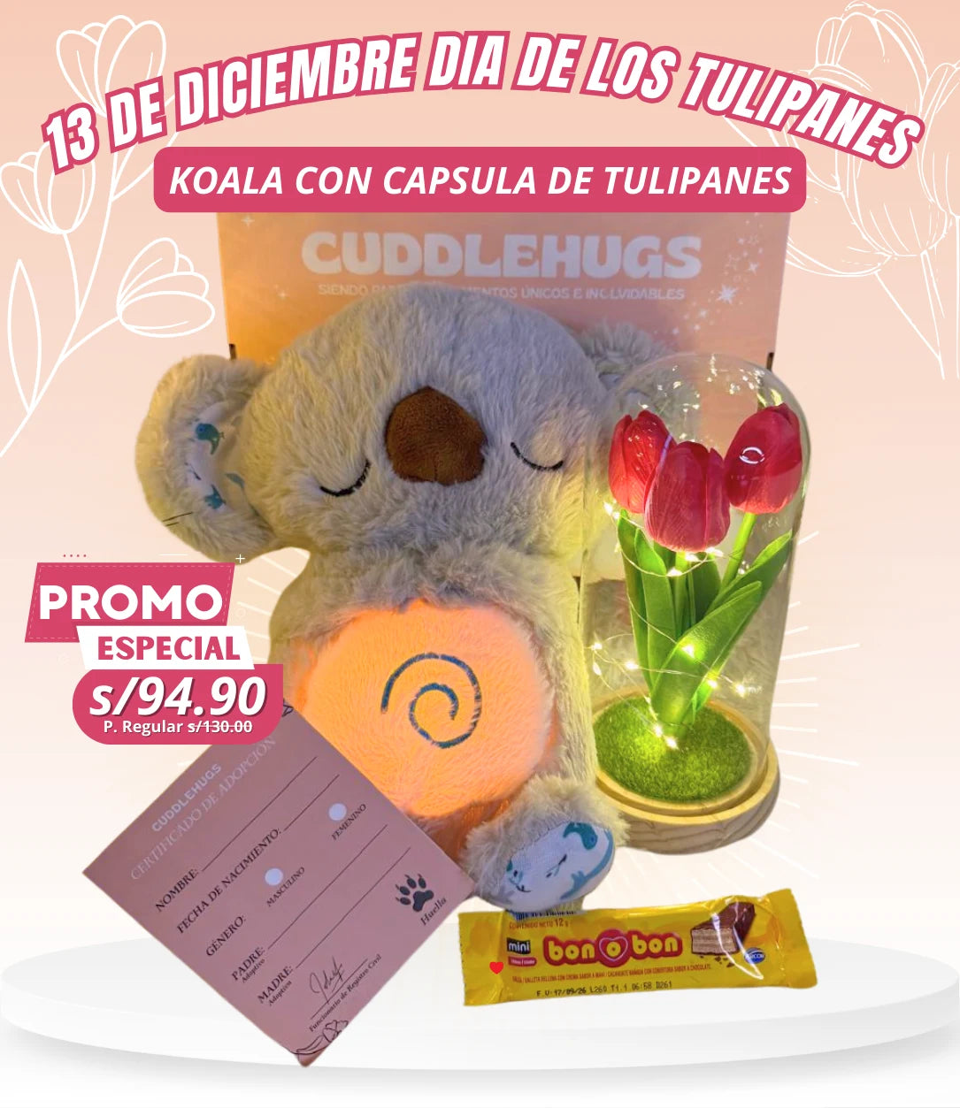 KOALA CON CAPSULA DE TULIPANES