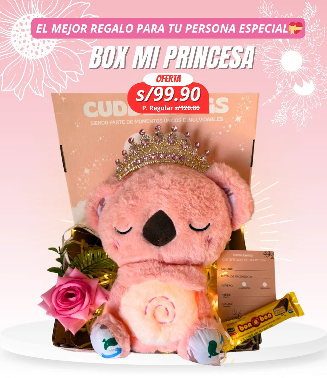 BOX MI PRINCESA KOALA ROSA CON CORONA
